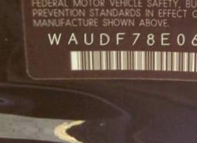 VIN prefix WAUDF78E06A0