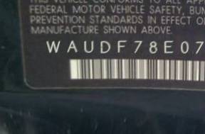 VIN prefix WAUDF78E07A2