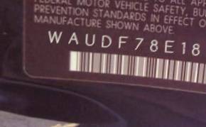 VIN prefix WAUDF78E18A0