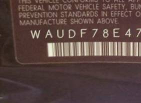 VIN prefix WAUDF78E47A2