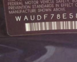 VIN prefix WAUDF78E58A0