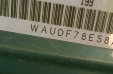 VIN prefix WAUDF78E58A1