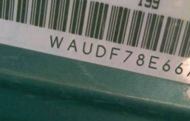 VIN prefix WAUDF78E66A1