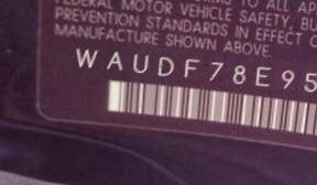 VIN prefix WAUDF78E95A5