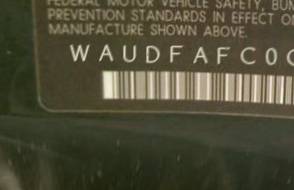 VIN prefix WAUDFAFC0CN0