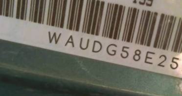VIN prefix WAUDG58E25A4