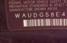 VIN prefix WAUDG58E45A4