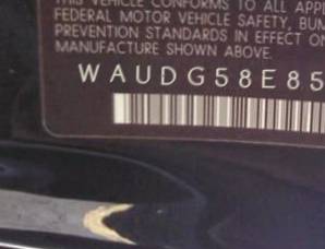 VIN prefix WAUDG58E85A4