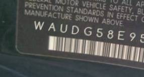 VIN prefix WAUDG58E95A4