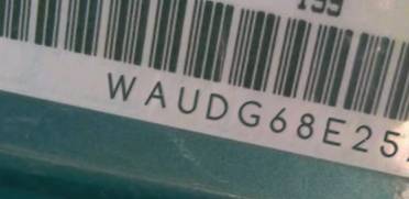 VIN prefix WAUDG68E25A5