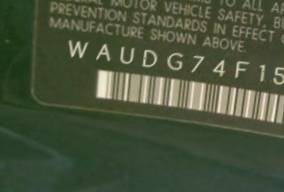 VIN prefix WAUDG74F15N0