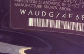 VIN prefix WAUDG74F65N1