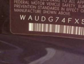VIN prefix WAUDG74FX5N0