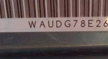 VIN prefix WAUDG78E26A0