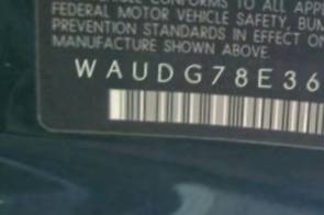 VIN prefix WAUDG78E36A0
