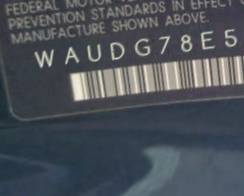 VIN prefix WAUDG78E55A5