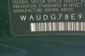 VIN prefix WAUDG78E96A0