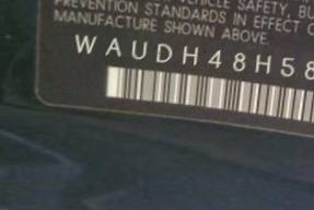 VIN prefix WAUDH48H58K0