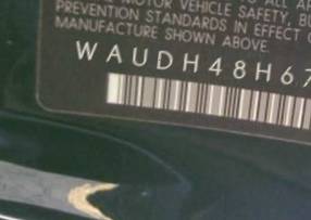 VIN prefix WAUDH48H67K0