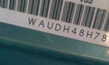 VIN prefix WAUDH48H78K0