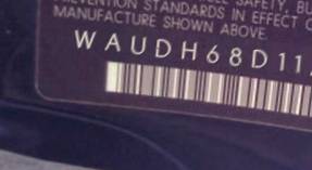 VIN prefix WAUDH68D11A1