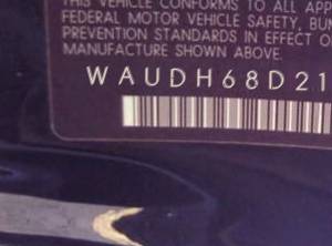 VIN prefix WAUDH68D21A1