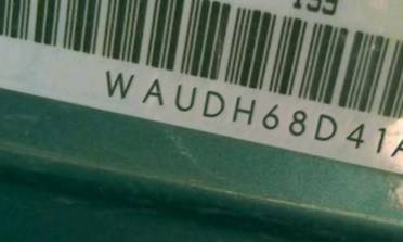 VIN prefix WAUDH68D41A0