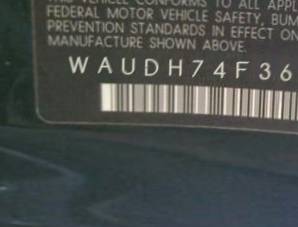 VIN prefix WAUDH74F36N1