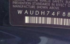 VIN prefix WAUDH74F88N1