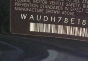 VIN prefix WAUDH78E18A0