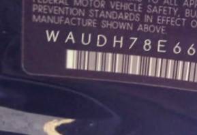 VIN prefix WAUDH78E66A2