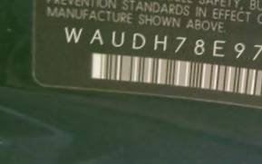 VIN prefix WAUDH78E97A1