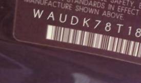 VIN prefix WAUDK78T18A0