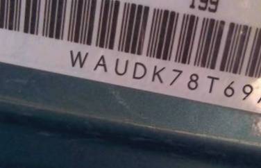 VIN prefix WAUDK78T69A0