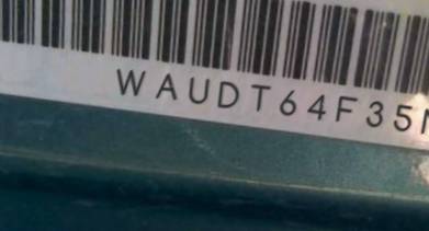 VIN prefix WAUDT64F35N0