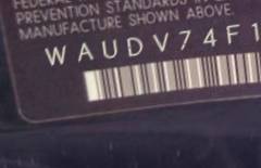 VIN prefix WAUDV74F17N0