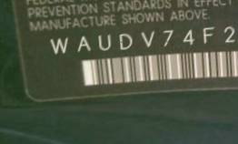 VIN prefix WAUDV74F27N1