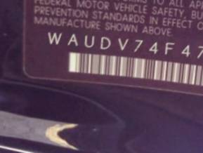VIN prefix WAUDV74F47N0