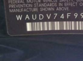 VIN prefix WAUDV74F99N0