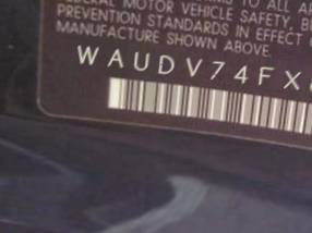 VIN prefix WAUDV74FX8N0