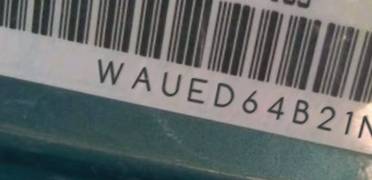 VIN prefix WAUED64B21N0