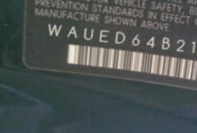VIN prefix WAUED64B21N1