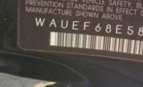 VIN prefix WAUEF68E58A1