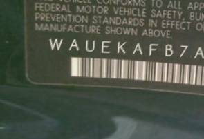 VIN prefix WAUEKAFB7AN0
