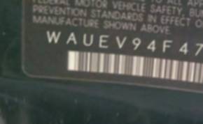 VIN prefix WAUEV94F47N0
