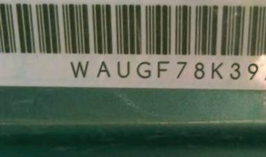 VIN prefix WAUGF78K39A0