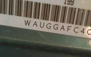VIN prefix WAUGGAFC4CN0