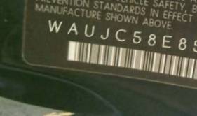 VIN prefix WAUJC58E85A0