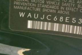VIN prefix WAUJC68E53A2