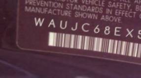 VIN prefix WAUJC68EX5A0